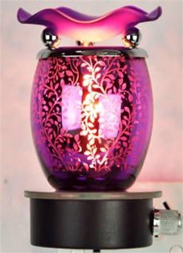 Variation Color Leaves Design Decorative Glass Electric Plug-in Fragrance Lamp Aromatherapy Oil Warmer/burner Night Light in Gift Box # Mt-052 (Purple)