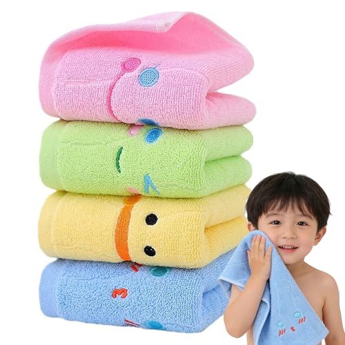 Pynzeka - Juego de 4 toallas para niños, diseño lindo y toallas de ducha para baño