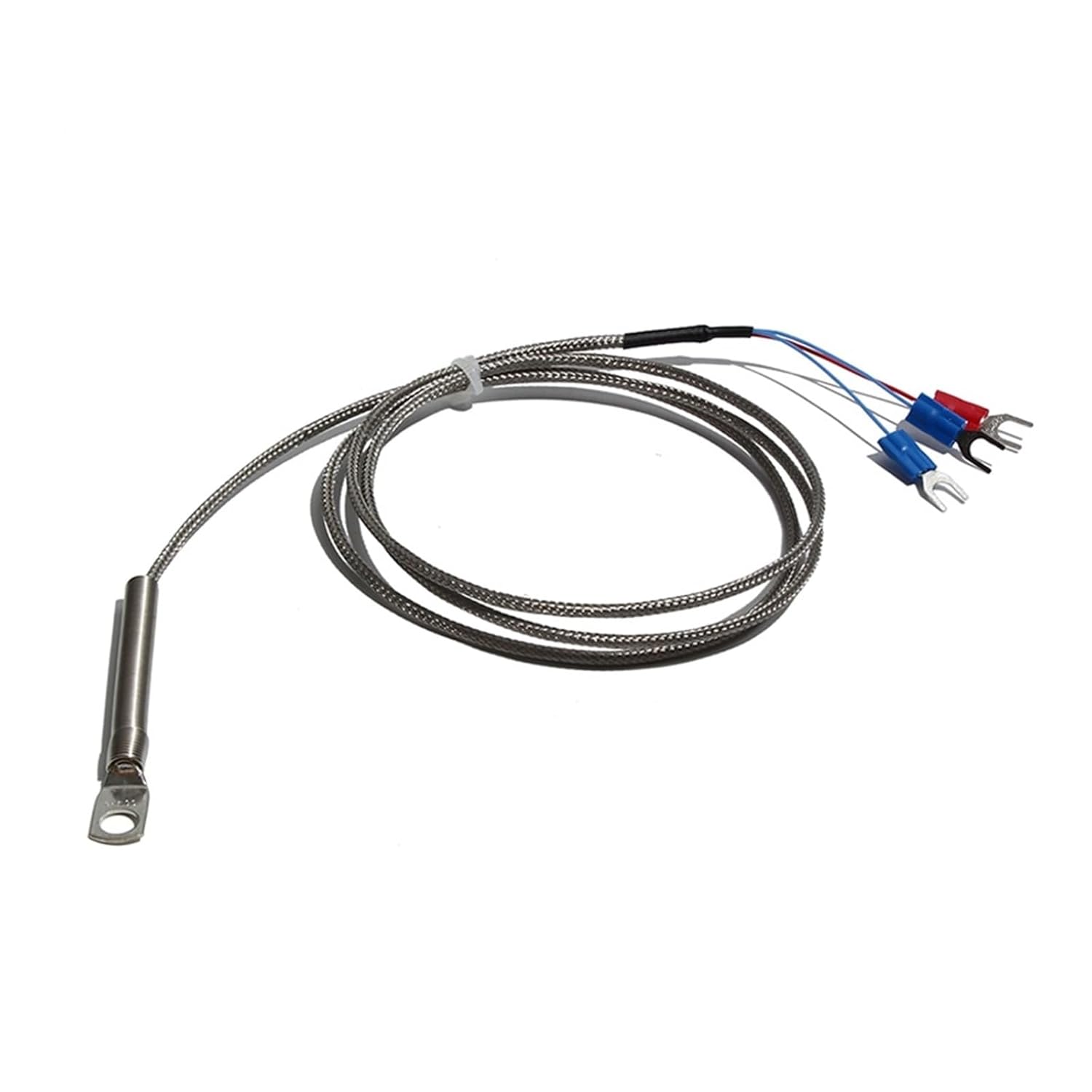 PT100 6mm Round Hole Patch-Type Surface End-face Thermocouple Cold Pressure Nose Temperature Probe Temperature Sensor(Cable L 1m)