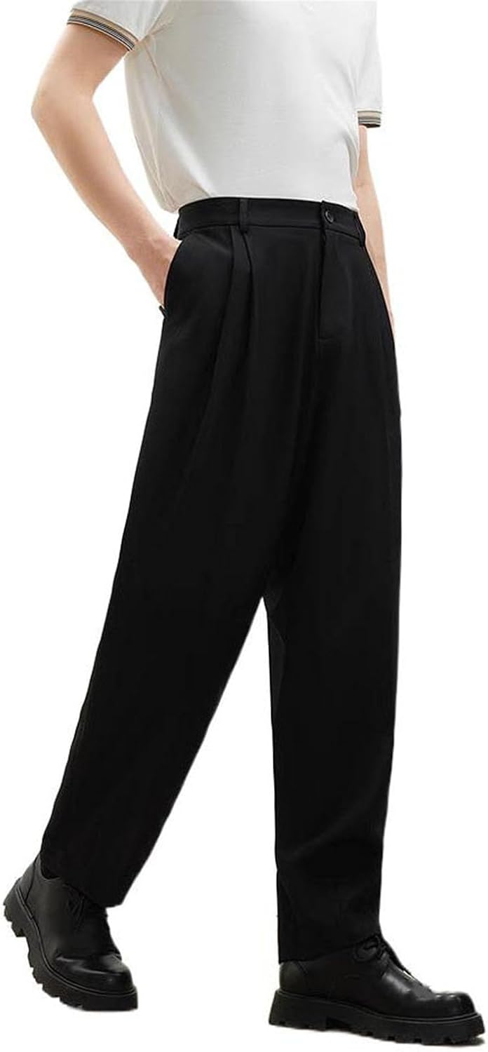 Men's Suit Pants Black Straight Leg Casual Commuter Sports Pants Spring Summer for Men