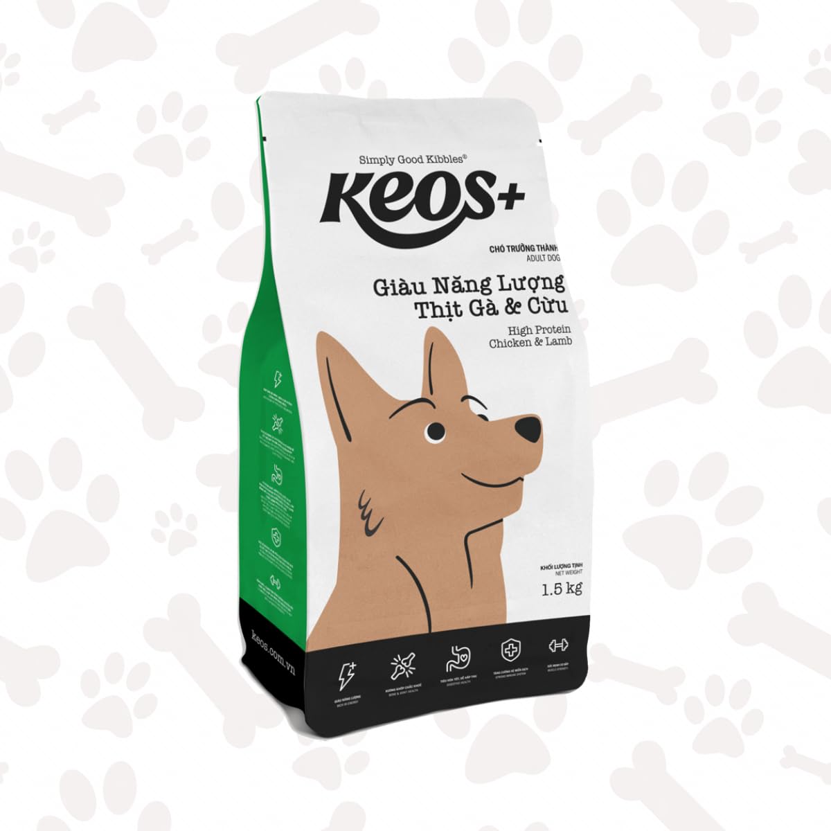 KEOS High Protein Adult Dog Food Chicken & Lamb Flavor | Energy Rich Formula for Active Dogs | Supports Muscle Strength, Joint Care & Digestive Balance | Ideal Nutrition for Energetic Breeds - 400 GM — Amazon image 2