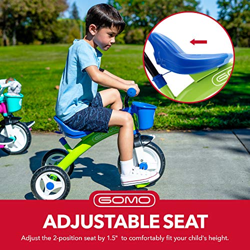 GOMO Kids Tricycles for 2 Year Olds, 3 Year Olds & Kids 1-6, Big Wheels Baby Bike Toddler Bikes - Trikes for Toddlers (Green/Blue) - Thumbnail 5