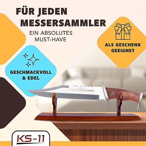 Foto von KS-11 Bärentöter im Stil von Rambo III Messer - First Blood Part 3 - Outdoor - Survival - Jagd - Holzgriff - FullTang Mega Kult Bushcraft Messer mit Lederscheide