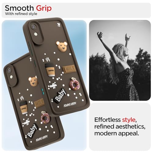 Image of Pikkme Back Cover for Redmi 9A / 9i / 9A Sport | Cute Fun Cartoon 3D Bear Silicone Full Body Protection Bumper Cover (Brown)