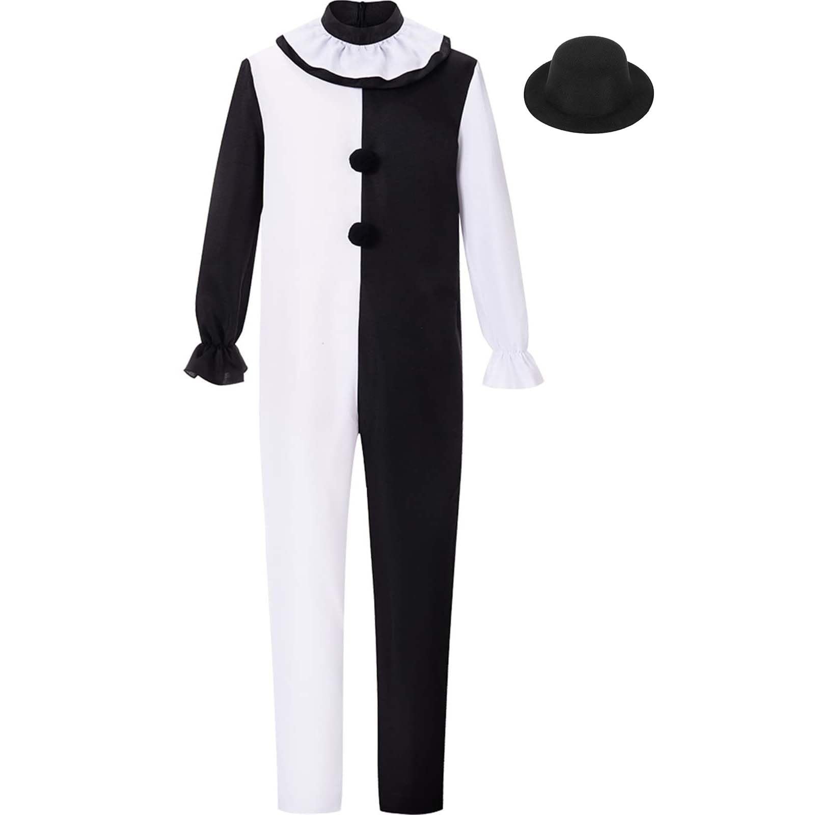 Bofeiya Set of 2Pcs Art the Clown Costume-Scary Clown Costume,Small Hat for Scary Killer Party,Halloween Party