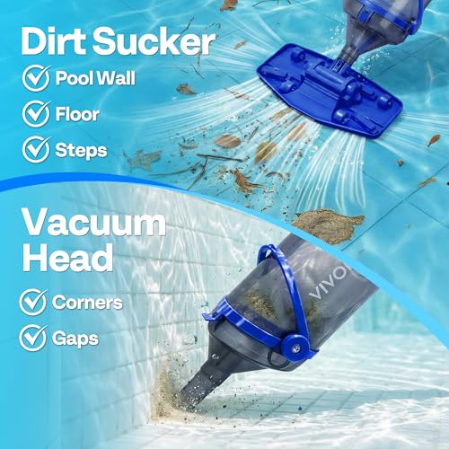 Image of VIVOHOME 40W Handheld Pool Vacuum18.5GPM Suction Long-Run 60min Battery | Cordless Pool Cleaner Powerful Motor Adjustable 9.12FT Pole for Above Ground & In-Ground Pools, Spas - Blue
