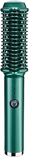 Pente reto sem fio USB Curly Straight Dual Travel Curler recarregável portátil USB sem fio,Pente reto,Portátil de viagem,Cobrável,Encrespador Dark green