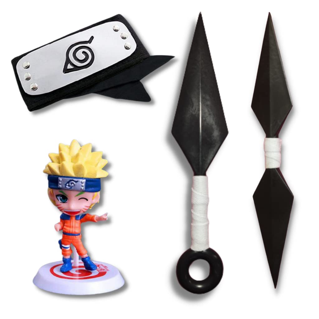 Kit Ninja - Bandana Aldeia da Folha + 2 Kunais + Boneco | Amazon