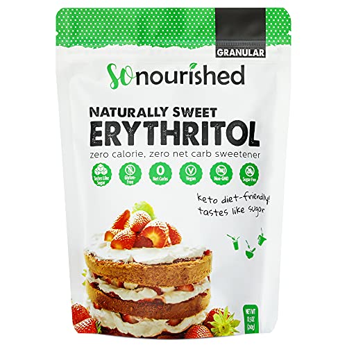 Erythritol Sweetener Granular - 1:1 Sugar Substitute, Keto - 0 Calorie, 0 Net Carb, Non-GMO (Non-Organic, 8.5 Ounces)