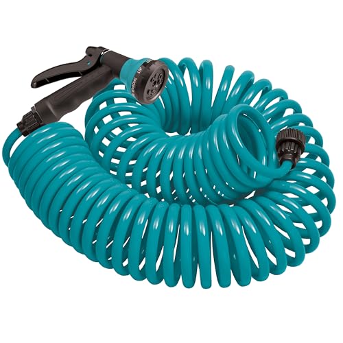 Orbit 26381 Coil Garden Hose, 25 Feet, with 8-Pattern...