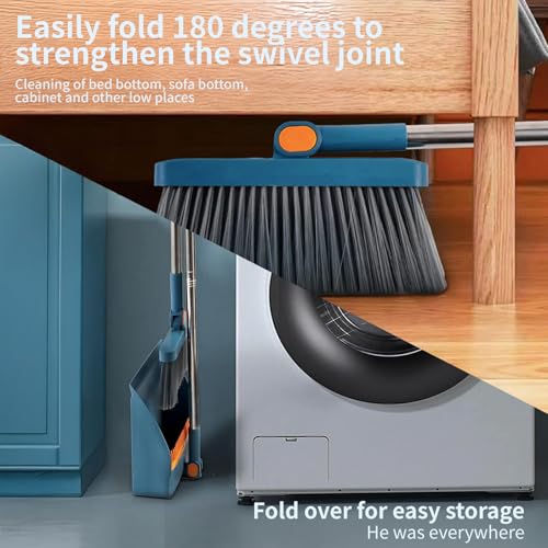 Xixiwow Starry Sky Blue Broom And Dustpan Set,New Upgrade Lengthening Handle To 50 Inches thumb #2