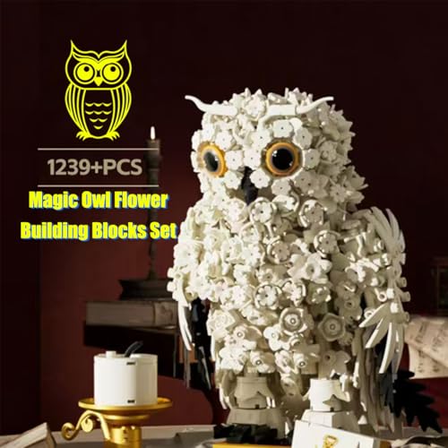 Animal Magic Owl Flower Building Blocks Set,Suitable for Adults who Enjoy Creative Hobbies Flower & Animal Collectible Table Art Set(1239Pieces) Interesting Gift for Building Block Enthusiasts