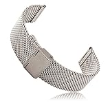 Gear S2 Classic SM-R732 Watch Band, Threeeggs Stainless Steel Watch Strap Bracelet for Samsung Galaxy Gear S2 Classic SM-R732 Smart Watch (A - Milanese Silver)