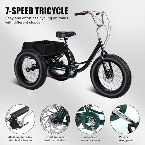 Triciclo 20 Pulgadas para Adultos, 7 Velocidades miniatura 5