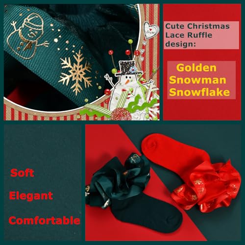 Toddler Lace Ruffle Socks with Cute Snowflake Polka Dot Ruffle Socks for Girls Turn Cuff Frilly Dress Socks2