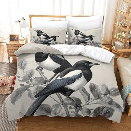 Housse de couette anti-allergique en microfibre motif oiseaux