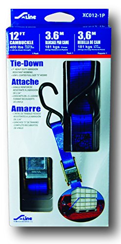 S-Line XC012-1P General Purpose Cam Buckle Strap with S-Hooks, 1-Inch by 12-Feet, 400-Pounds Working Load Limit , Blue