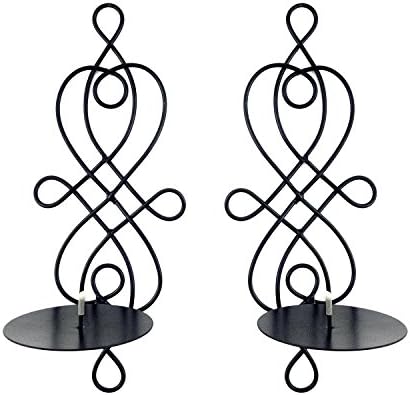 Modern Art Candle Holder Wall Sconce Black Wire Metal Wired Sconce - Set of 2