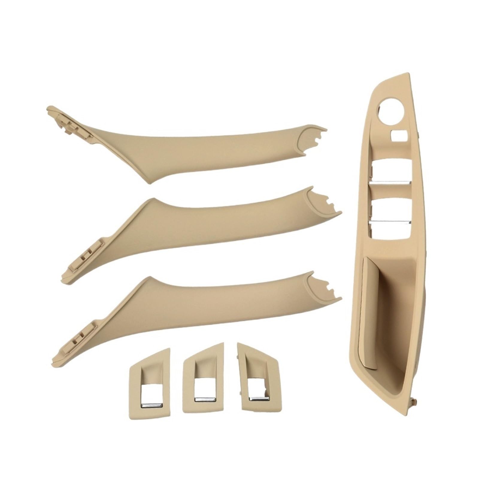 OEXRIGRU Car Interior Door Handles for BMW F10 F11 F18 520 523 525 RHD Right Hand Driver Car Interior Door Window Switch Cover(RHD Beige 7pcs)