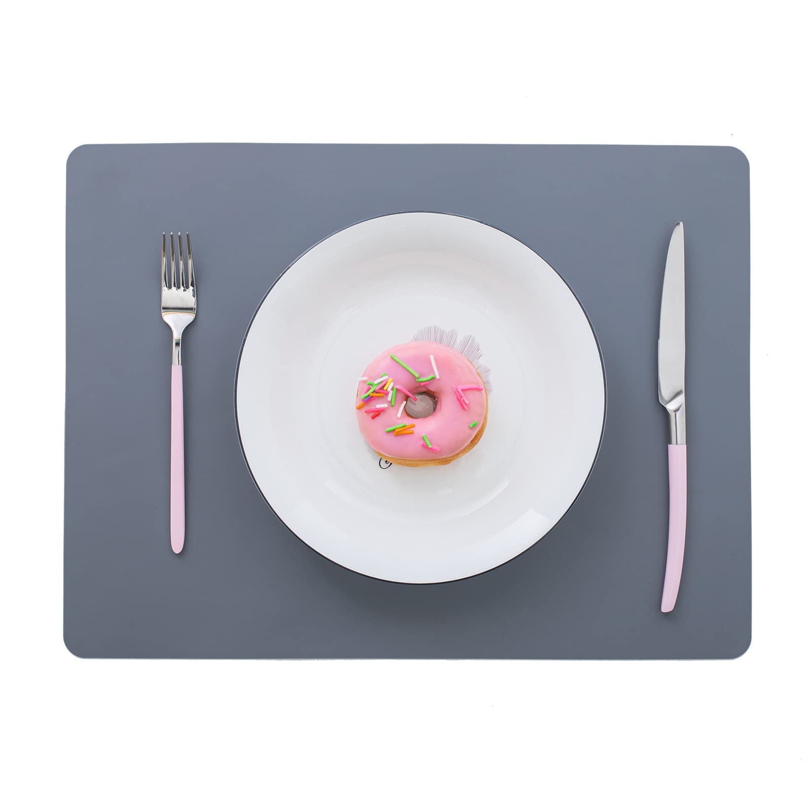 Silicone Placemats, Table Mats Made of Food-Grade Materials Set of 4, Waterproof, Non-Slip, Heat-Resistant, Easy-to-Clean Kitchen Countertop Protective Mat (Grey)