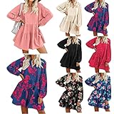 Oxodoi Fall Dresses for Women 2021 Floral Print Long Sleeve Tunic Dress V Neck Casual Loose Ruffle...