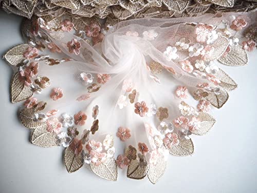 Wiosny 18Cm (7.08Inch)Width Floral Embroidery Lace Trim Diy Sewing Craft Supply Christmas Package Wedding Decoration Decorative Accessories 2.8M(3Yards） Length (Pink Flower/18Cm (7.08Inch)Width) #TOP3