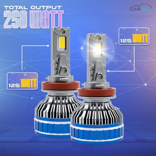 Image of Carzex Smart AI H8 /H11 /H16 LED Fog Light Bulbs for Cars, 250W (125 Watts x 2), 18,000 Lumens Super Bright Conversion Kit for Cars, 6500K Cool White, AI App Controlled | Set of 2 | 1 Year Warranty
