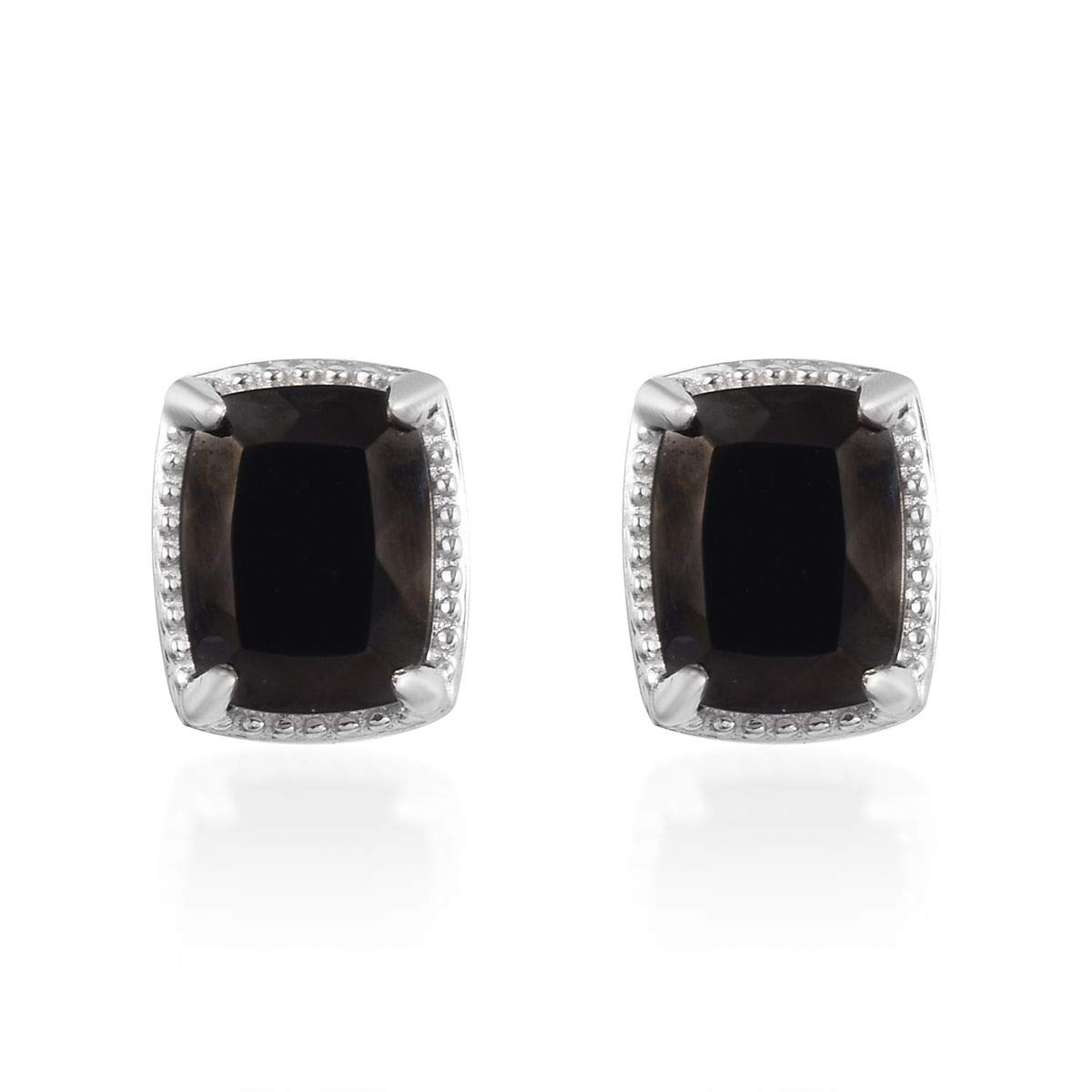 TJC Stud Shungite Earrings for Women Sterling Silver, Copper, 2.4 Ct