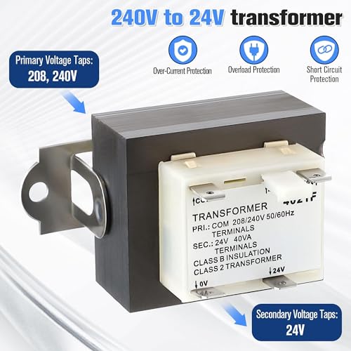 Image of 2 Pack 240V to 24V Transformer Secondary 24V, 0130M00138S 40VA Transformer Compatible with Goodman /Amana /Trane, HVAC Furnace Replacement Part with Foot Mount
