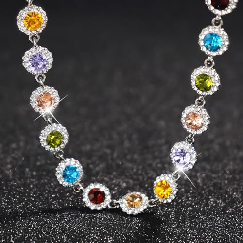 Suyi Crystal Colorful Choker Necklace Sparkly Rhinestone Necklace for Women 6