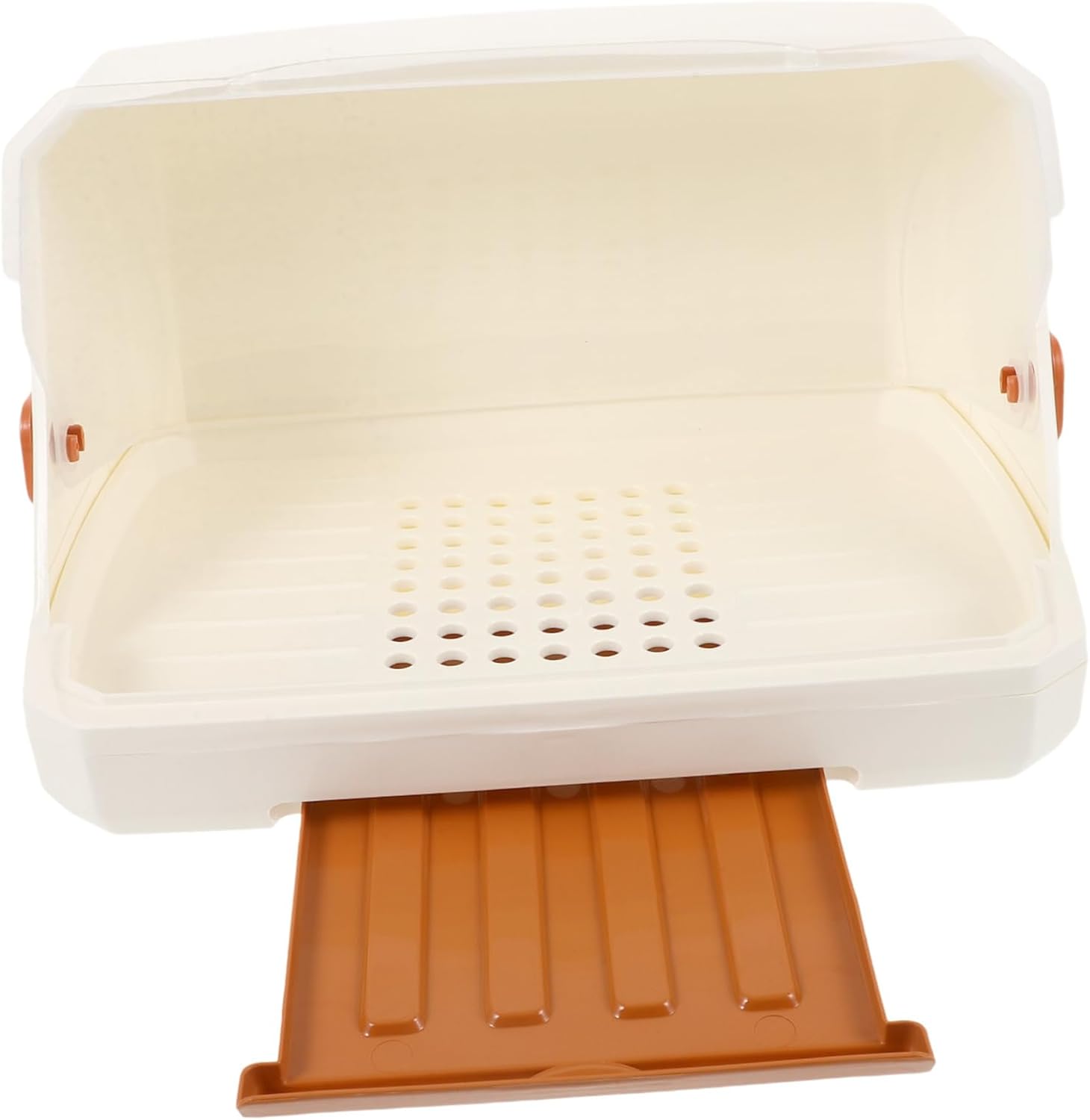 Baby Bottle Storage Box White Plastic with Lid and Draining Tray