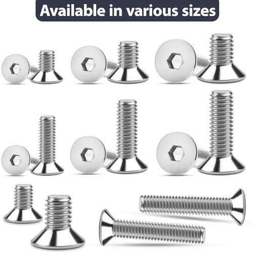 XRXYMQ 50 Stück Senkkopfschrauben M5 x 20 mm Senkkopfschrauben Edelstahl 304 Senkkopf Innensechskant Edelstahl Schrauben mit Innensechskant Schlüsseln Elektrischer Schraubendreherkopf