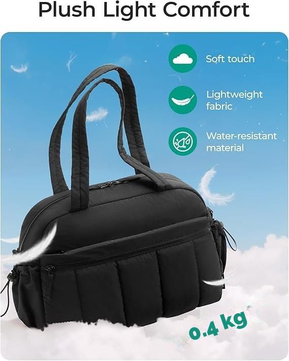 Image of Travel Duffle Bag for Women with Wet Pocket | Lightweight Gym Bag for Travel, Yoga, Sports & Weekend Trips | Cabin Personal Item Tote Bag (Black)