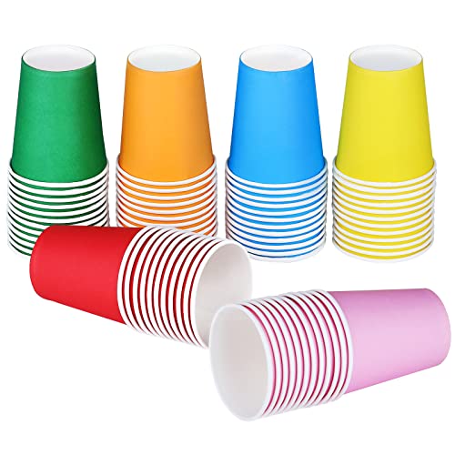 ADXCO 72 vasos de papel de 9 onzas para bebidas frías, vasos multicolores para manualidades, fiestas de cumpleaños, 6 colores Cover