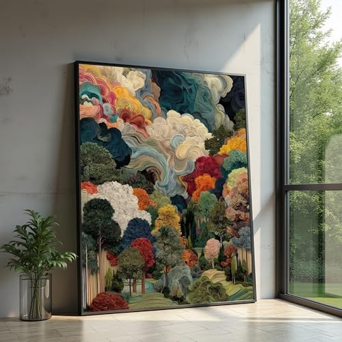 Toile abstraite forêt pour illuminer un mur sombre de salon