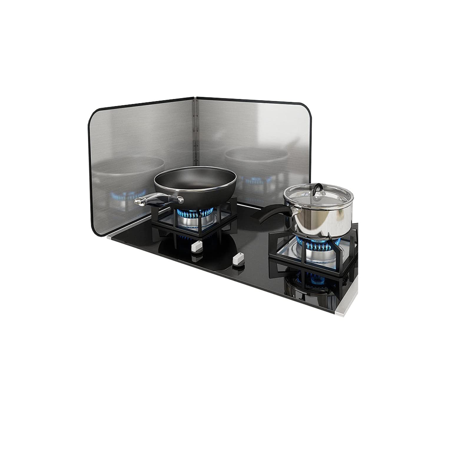 Pare-éclaboussures anti-huile pliable en inox avec barrière à 3 côtés