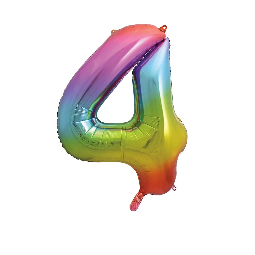 4-Shaped Rainbow Foil Balloon (86cm) - Perfect for Celebrations, Party Decor, Birthday, And More - 1 Pc