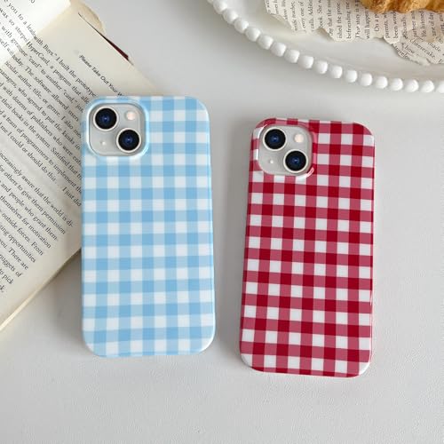 Skyseaco Blue Gingham Phone Case for iPhone 15, Shockproof TPU Cover - image 6