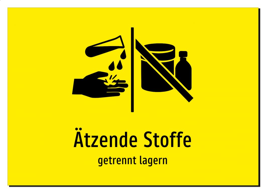 36310-DE-S-13 | Ätzende Stoffe - getrennt lagern | Aufkleber A2, 594 x 420mm | mit Symbolgrafik und Text