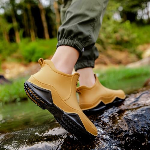 Rojeam Womens Mens Rain Boots Waterproof Rubber Chelsea Shoes Outdoor Walking Water Shoes Ankle Boots4