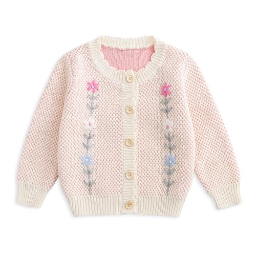 Image of Simplee kids Baby Sweater Cardigan Jacquard Cable-Knit Spring Coat Long Sleeve Cardigan for Baby Girl