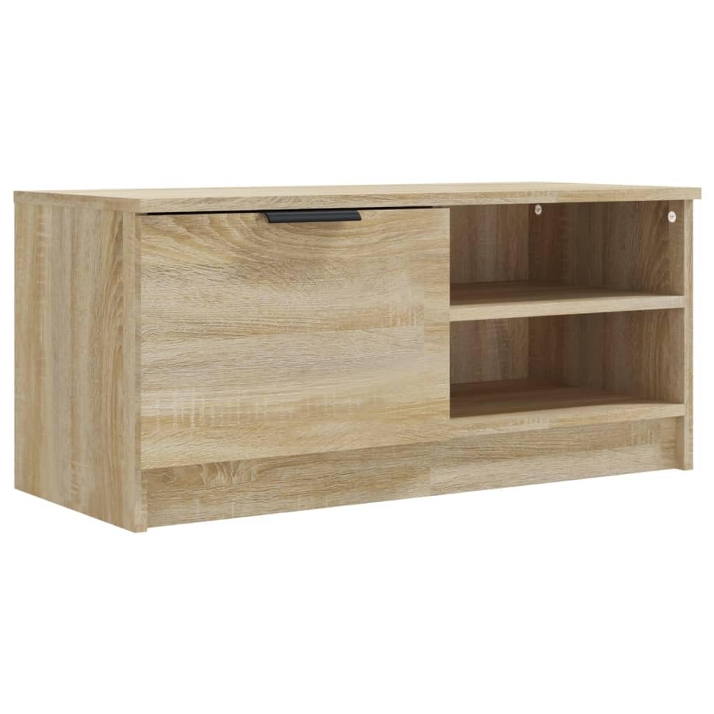 Szafka pod TV, zestaw 2 sztuk, dąb Sonoma 80 x 35 x 36,5 cm, materiał drewnopochodny, konsola medialna z miejscem do przechowywania, do salonu i sypialni