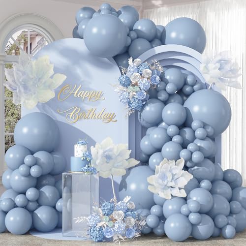Image of Dusty Blue Balloons Arch Haze Blue Balloons Garland Mist Aqua Fog Balloon Different Sizes 5 10 12 18inch Helium Latex Balloon Boho Birthday Party Decoration Wedding Baby Shower Bachelorette Graduation