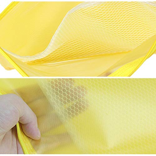 Image of True-Ally A4 Mesh Zipper Pencil Pen Stationary Case Travel Document Holder Bag Cosmetics Vanity Pouch (Colour May Vary, 32cm X 24cm)- Pack of 5 (A4)