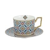 OMVOVSO Marokkanischer Stil Mokkatassen Orientalisch Tassen Arte Kaffeetasse Mit Untertasse Keramik Tee Nachmittag Tasse 250Ml,B