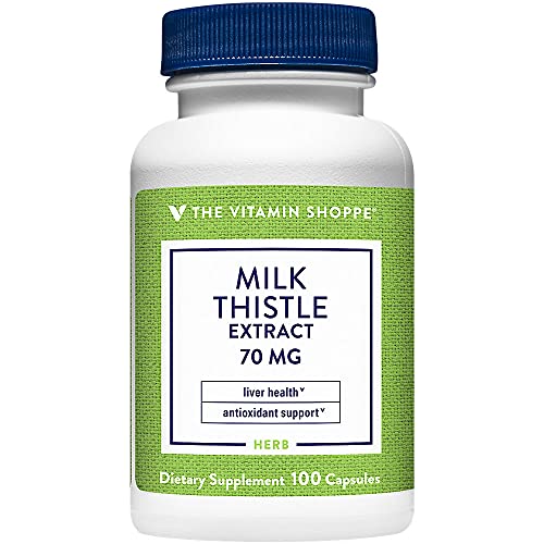 The Vitamin Shoppe Milk Thistle Extract 70mg Capsules, Silymarin Extract for Healthy Liver Support â Seed/Fruit Once Daily Complex for Detoxification Pathways, and Overall Liver Health (100 Capsules)
