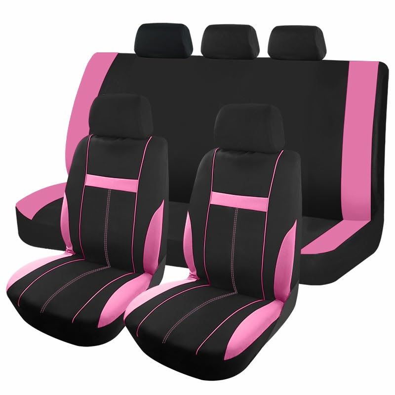 Housse Siege Housses Siège Voiture Universelles En Tissu, Adaptées À La Plupart, Intérieur Arrière Avec 3 Fermetures Éclair Pouvant Se Séparer Couvre Siège Auto(Pink Set)