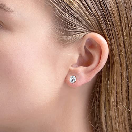Image of Lab Grown Diamond Stud Earrings 0.5-2 Carat Total Weight - IGI Certified Solitaire, FG-VS, 4 Prong, 925 Sterling Silver