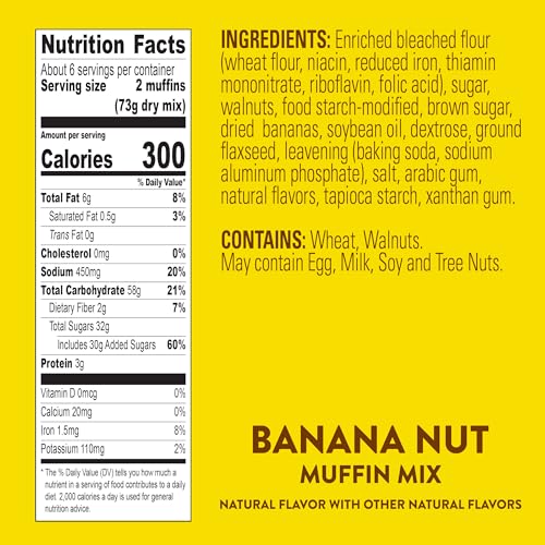 Krusteaz Banana Nut Muffin Mix, Made With Real Bananas and Walnuts, 15.4 oz Box (Pack of 12) image 2