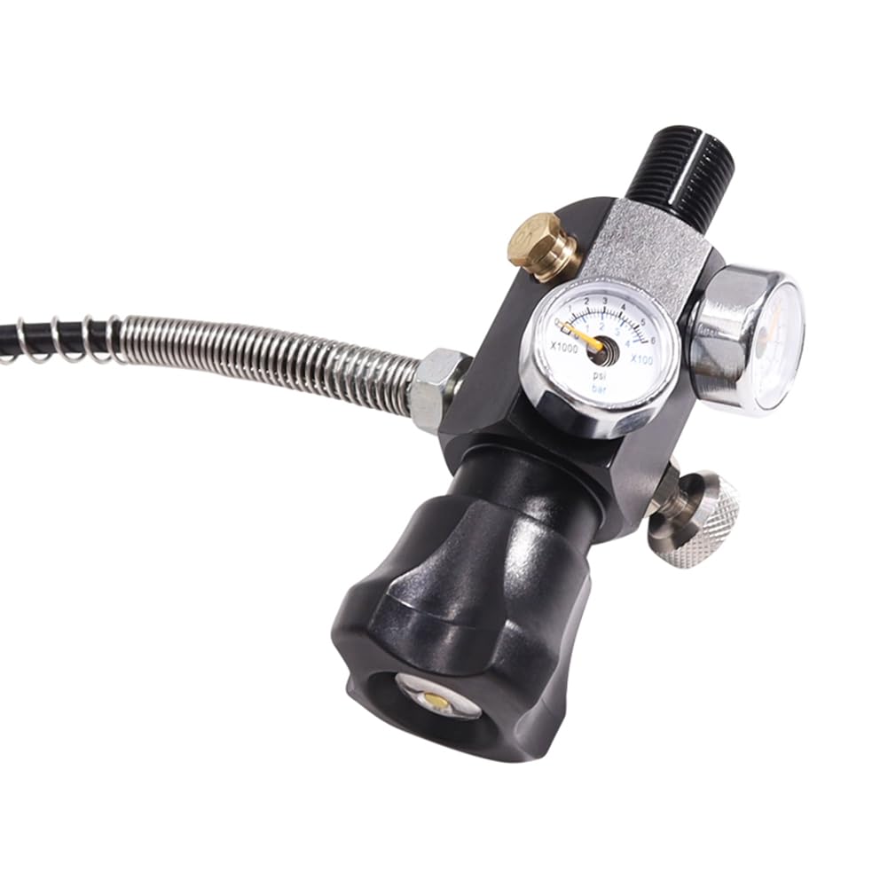 Válvula de carga de tanque de aire PCP, estación de llenado de doble calibre 5/8-18UNF 4500 Psi con manguera de alta presión de 20 mm, fácil instalación